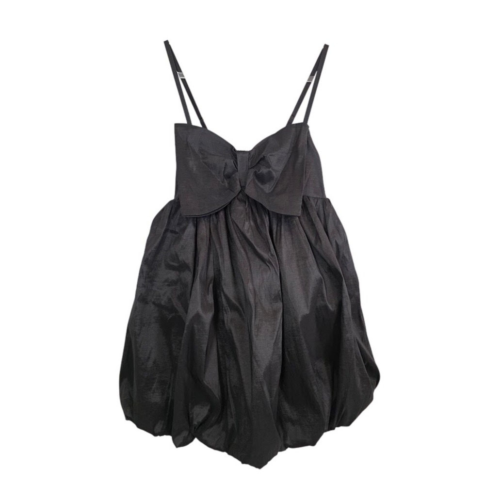 Betsey Johnson Womens M Dress Black Bow Front Bubble Hem BJ0716